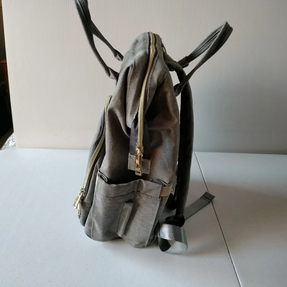 Pofunuo Love Mommy Large gray baby Diaper bag backpack Travel